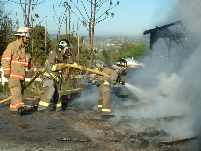 Both Engines and the Tanker assisted Wagontown on this garage fire; Route 340 east of Route 10...5/9/05